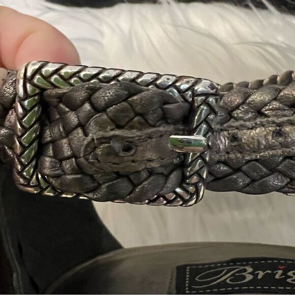 Brighton Gray Pewter Woven Wedge "REALM" Sandals Buckle Closure Women’s Sz 8.5 - Picture 5 of 10